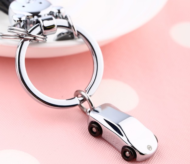 leather + zinc alloy car keychain