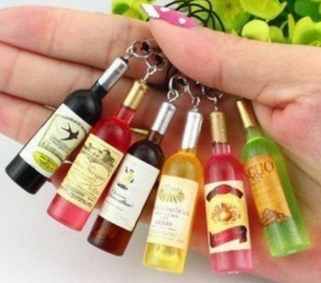 Mini wine bottle keychain