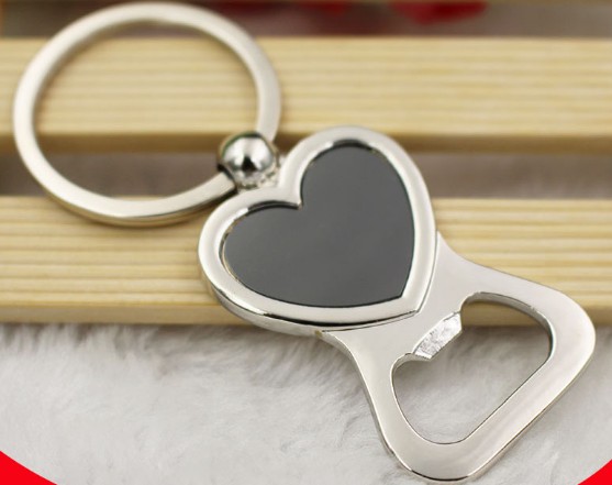 Heart-shaped bottle opener keychain