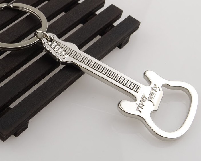 Metal guitar bottle opener keychain