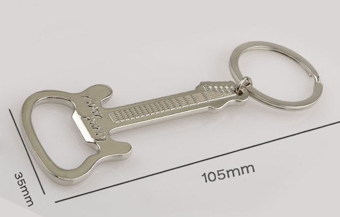 Metal guitar bottle opener keychain