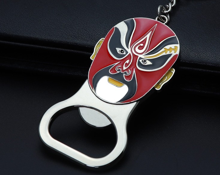 Chinese opera mask bottle opener keychain