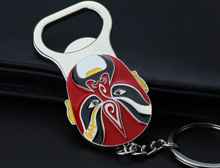 Chinese opera mask bottle opener keychain